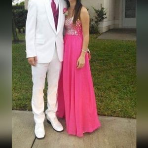 Pink Strapless Prom Dress